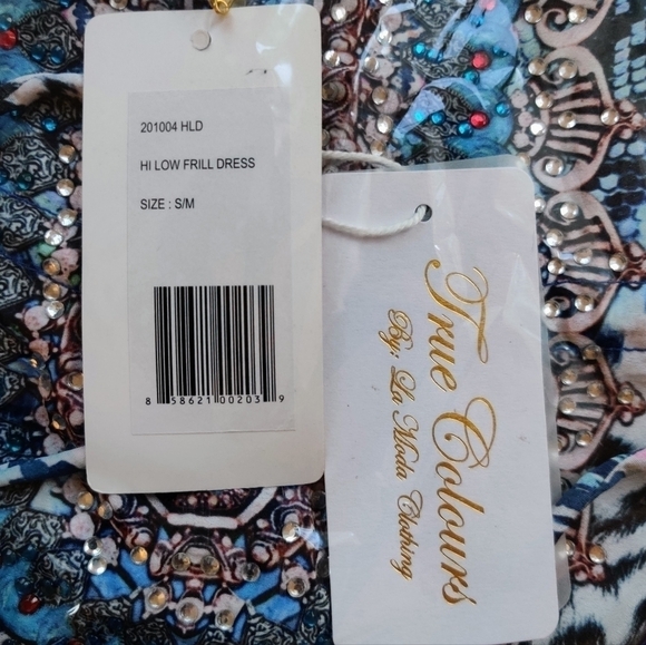 TRUE COLOURS by La Moda Frill Hi-Low Blue Beach Swim Cover-Up Maxi Dress NWT - Picture 5 of 8